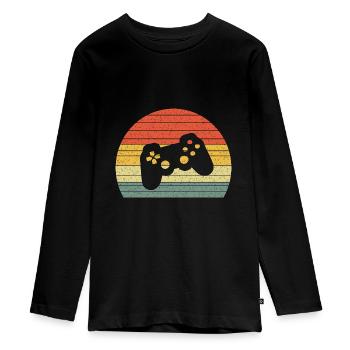 Controller Vintage Retro - Teenager Premium Bio Langarmshirt - Schwarz - Vorne - AI Model Kid Female (0cm)