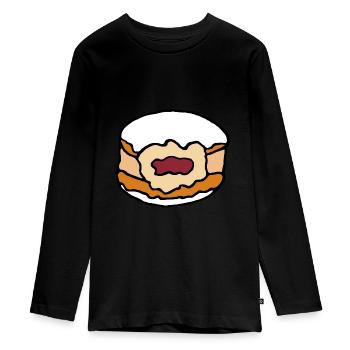 Berliner Krapfen Marmelade Zuckerguss - Teenager Premium Bio Langarmshirt - Schwarz - Vorne - AI Model Kid Female (0cm)