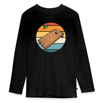 Cornhole Bean Bag Cornhole Joueur - T-shirt manches longues Premium Ado - noir - Devant - AI Model Kid Female (0cm)