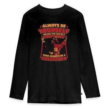 Pompier - T-shirt manches longues Premium Ado - noir - Devant - AI Model Kid Female (0cm)