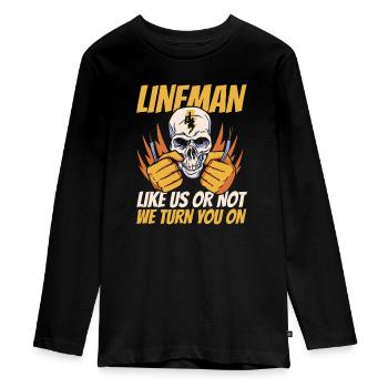 Lineman Electric Cable Power Pole Électricien - T-shirt manches longues Premium Ado - noir - Devant - AI Model Kid Female (0cm)