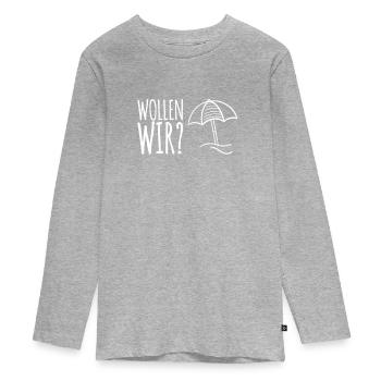bist du bereit? - Teenager Premium Bio Langarmshirt - Grau meliert - Vorne