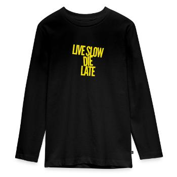 Plus lentement - T-shirt manches longues Premium Ado - noir - Devant - AI Model Kid Female (0cm)