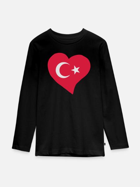 Türkische Herz - Teenager Premium Bio Langarmshirt - Schwarz