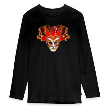 Venice mask - Teenager Premium Organic Long Sleeve Shirt - black - Front - AI Model Kid Female (0cm)