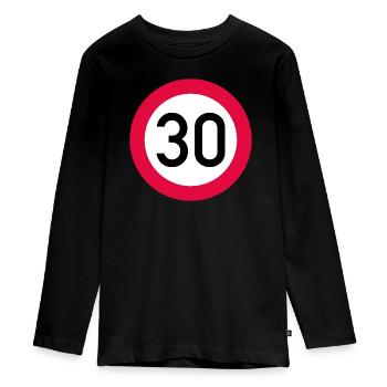 30 ans Attention ! Panneau de signalisation 30 km/h - T-shirt manches longues Premium Ado - noir - Devant - AI Model Kid Female (0cm)