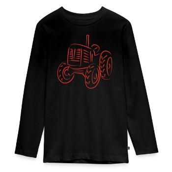 Rustic Tractor Silhouette Design - Teenager Premium Organic Long Sleeve Shirt - black - Front - AI Model Kid Female (0cm)