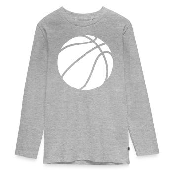 Logo de basket-ball blanc - T-shirt manches longues Premium Ado - gris chiné - Devant