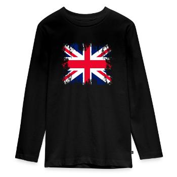 England England - Teenager Premium Bio Langarmshirt - Schwarz - Vorne - AI Model Kid Female (0cm)