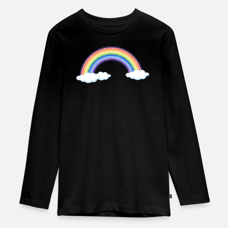 Vibrant Rainbow Over Clouds - Teenager Premium Organic Long Sleeve Shirt - black