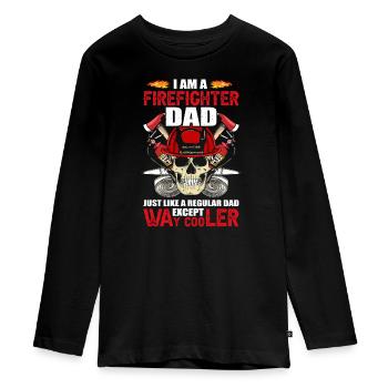 Fire department dad - Teenager Premium Organic Long Sleeve Shirt - black - Front - AI Model Kid Female (0cm)