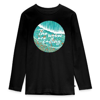 Les vagues appellent - T-shirt manches longues Premium Ado - noir - Devant - AI Model Kid Female (0cm)