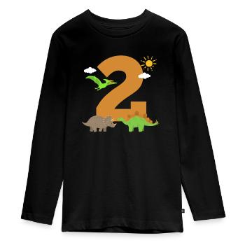 2. Geburtstag Dinosaurier - Teenager Premium Bio Langarmshirt - Schwarz - Vorne - AI Model Kid Female (0cm)
