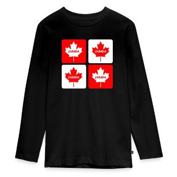 Drapeaux en feuille d'érable du Canada - T-shirt manches longues Premium Ado - noir - Devant - AI Model Kid Female (0cm)