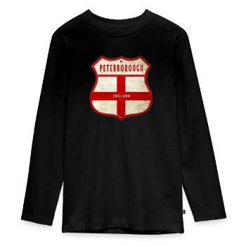 Peterborough England coat of arms - Teenager Premium Organic Long Sleeve Shirt - black - Front - AI Model Kid Female (0cm)