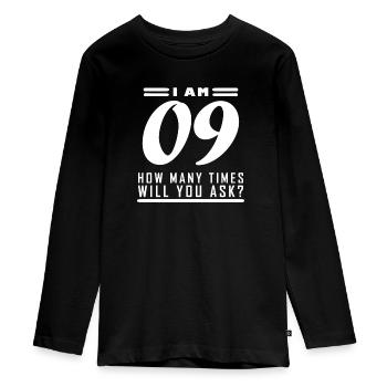 Ich bin 9 - 9 Geburtstag Geschenk - Teenager Premium Bio Langarmshirt - Schwarz - Vorne - AI Model Kid Female (0cm)