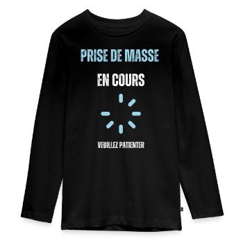 Prise de masse en cours - T-shirt manches longues Premium Ado - noir - Devant - AI Model Kid Female (0cm)