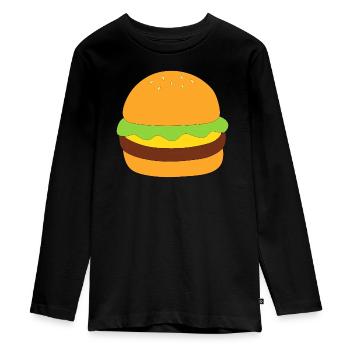 Burger, fast food, essen, kochen - Teenager Premium Bio Langarmshirt - Schwarz - Vorne - AI Model Kid Female (0cm)