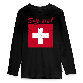 Dites non Suisse - T-shirt manches longues Premium Ado - noir - Devant - AI Model Kid Female (0cm)