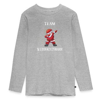 Équipe Santa Claus - T-shirt manches longues Premium Ado - gris chiné - Devant