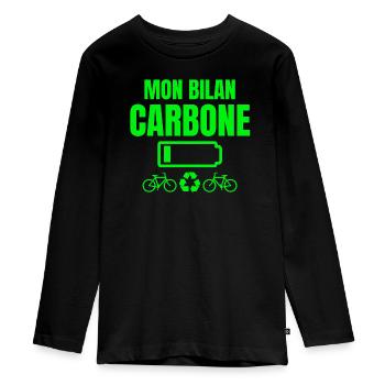 bilan carbone, écologie, écologiste - T-shirt manches longues Premium Ado - noir - Devant - AI Model Kid Female (0cm)