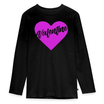 t-shirt Valentine heart heart Valentine's Day love - Teenager Premium Organic Long Sleeve Shirt - black - Front - AI Model Kid Female (0cm)