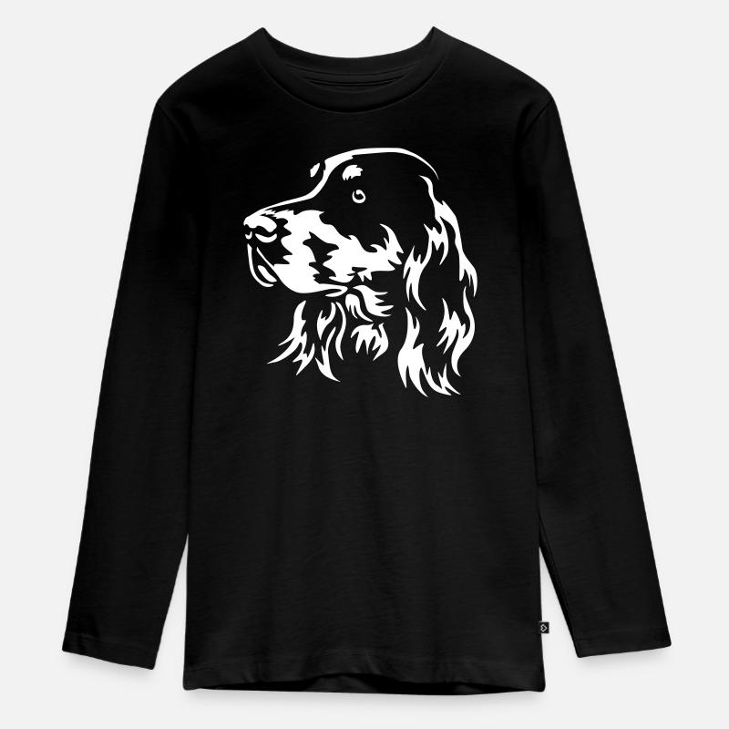 Gordon Setter Head « Black Edition » - T-shirt manches longues Premium Ado - noir