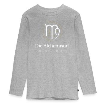 Virgo Alchemistin Symbol - Teenager Premium Bio Langarmshirt - Grau meliert - Vorne