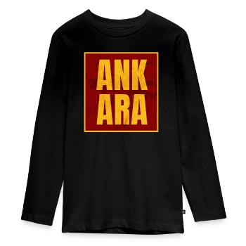 Ankara Lettres majuscules Jaune Rouge - T-shirt manches longues Premium Ado - noir - Devant - AI Model Kid Female (0cm)