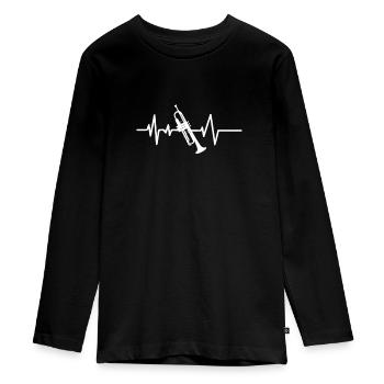 Trompete Heartbeat Bester Trompeter Spieler - Teenager Premium Bio Langarmshirt - Schwarz - Vorne - AI Model Kid Female (0cm)