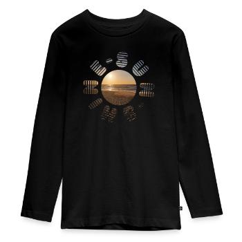 Coucher de soleil doré sur la plage - T-shirt manches longues Premium Ado - noir - Devant - AI Model Kid Female (0cm)