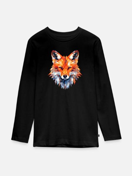 Fuchs Polygon Füchse Wald Polarfuchs Tier - Teenager Premium Bio Langarmshirt - Schwarz