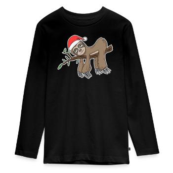 Faultier Weihnachten - Teenager Premium Bio Langarmshirt - Schwarz - Vorne - AI Model Kid Female (0cm)