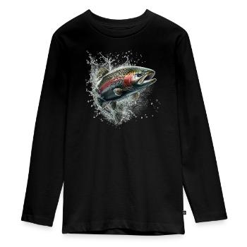 Truite - T-shirt manches longues Premium Ado - noir - Devant - AI Model Kid Female (0cm)
