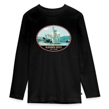 Illustration Blackrock Castle, Cork, Ireland - Teenager Premium Organic Long Sleeve Shirt - black - Front - AI Model Kid Female (0cm)