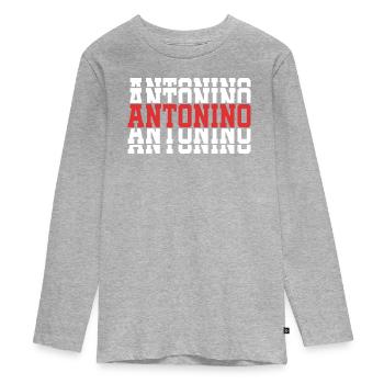t-shirt Antonino stacked text gift t-shirt - Teenager Premium Organic Long Sleeve Shirt - heather grey - Front