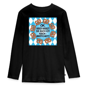 FISCHBRÖTCHEN SÜDDEUTSCHLAND BAYERN - Teenager Premium Bio Langarmshirt - Schwarz - Vorne - AI Model Kid Female (0cm)