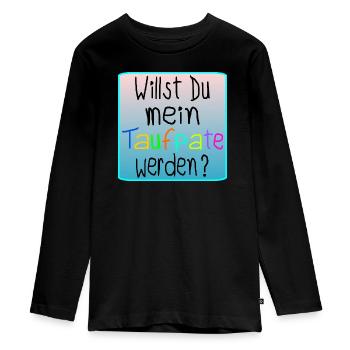 BABY TAUFE - TAUFPATE WERDEN - Teenager Premium Bio Langarmshirt - Schwarz - Vorne - AI Model Kid Female (0cm)