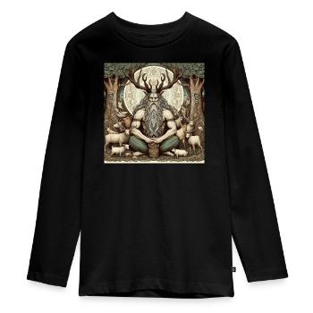 Cernunnos, dieu celte - T-shirt manches longues Premium Ado - noir - Devant - AI Model Kid Female (0cm)