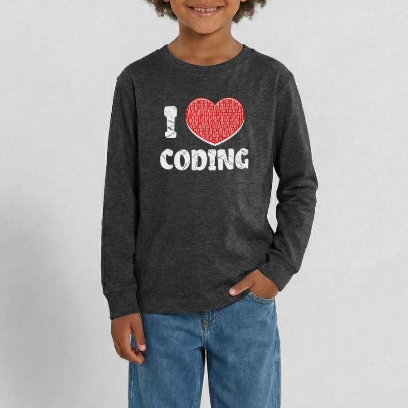 Developer Heart Coding Statement Programmer Teenager Premium Organic Long Sleeve Shirt