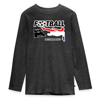 Fußball Fieber Niederlande - Teenager Premium Bio Langarmshirt - Anthrazit meliert - Vorne - AI Model Kid Female (0cm)