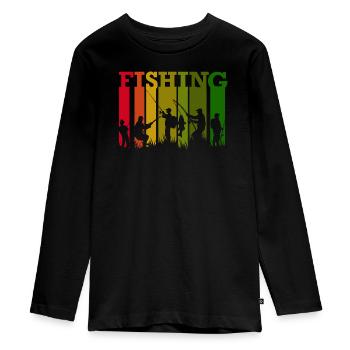 Angeln - Teenager Premium Bio Langarmshirt - Schwarz - Vorne - AI Model Kid Female (0cm)
