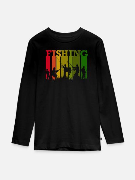 Angeln - Teenager Premium Bio Langarmshirt - Schwarz