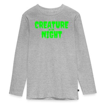 Creature of the Night Horror Text - Teenager Premium Organic Long Sleeve Shirt - heather grey - Front