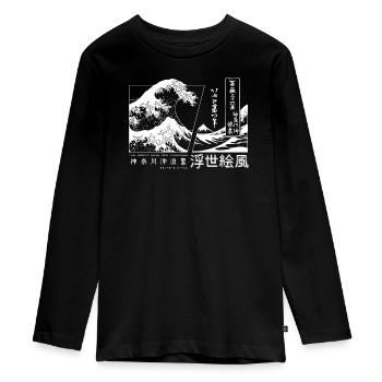die große Welle vor Kanagawa Japan - Teenager Premium Bio Langarmshirt - Schwarz - Vorne - AI Model Kid Female (0cm)