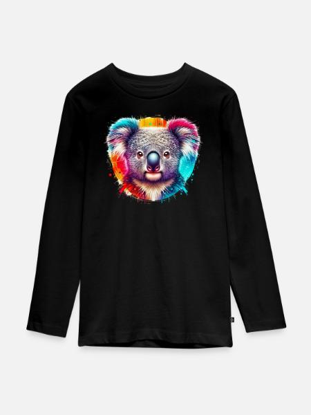 Koala - Teenager Premium Bio Langarmshirt - Schwarz