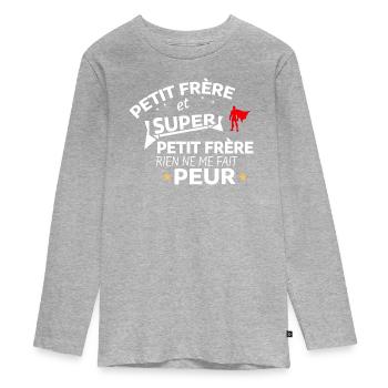 Humorous quote for heroic brother - Teenager Premium Organic Long Sleeve Shirt - heather grey - Front