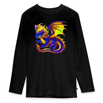 Drache - Teenager Premium Bio Langarmshirt - Schwarz - Vorne - AI Model Kid Female (0cm)