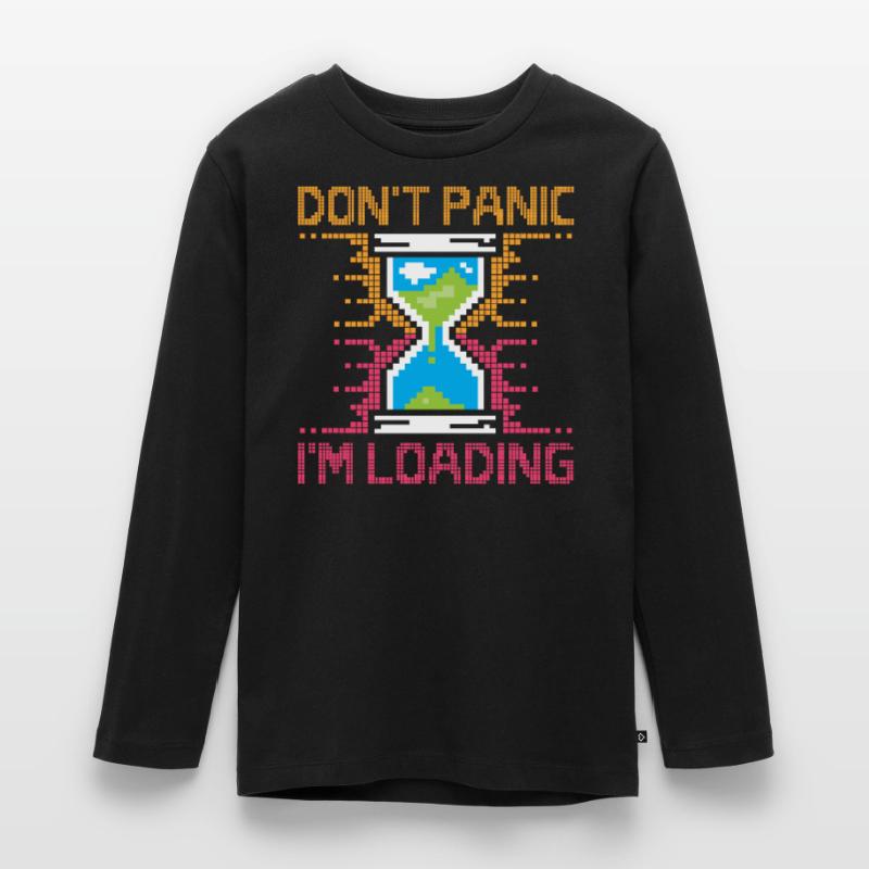 Don't Panic – Pixel Loading Sanduhr Teenager Premium Bio Langarmshirt