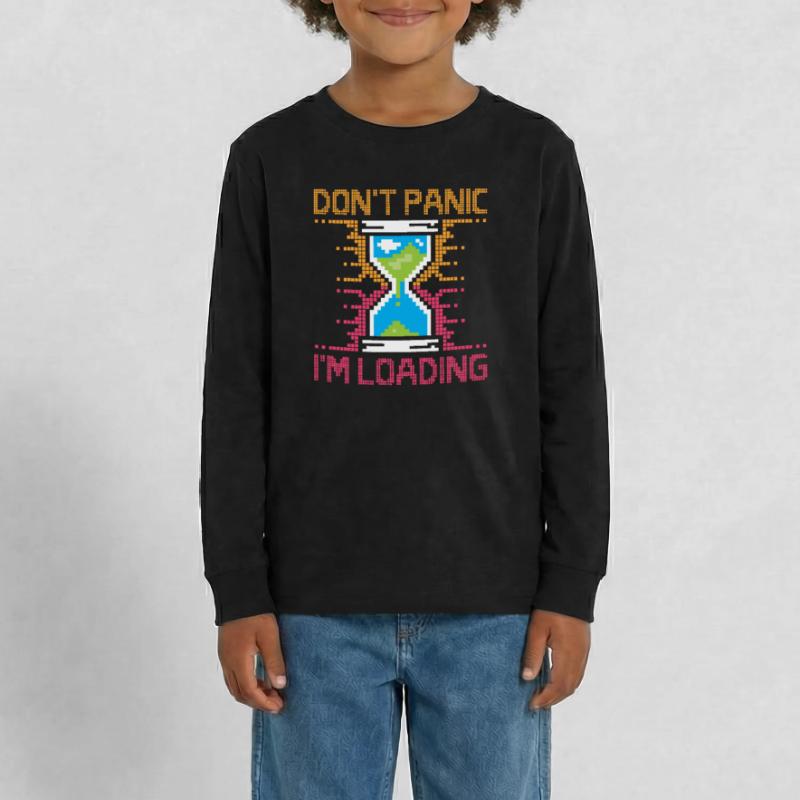 Don't Panic – Pixel Loading Sanduhr Teenager Premium Bio Langarmshirt